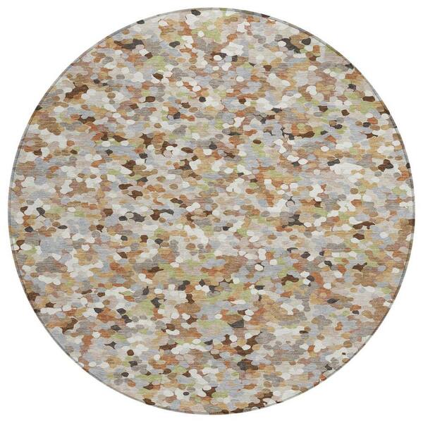 Chantille Machine Washable Indoor/Outdoor Abstract ACN2507 Beige 8 ft. x 8 ft. Round Rug