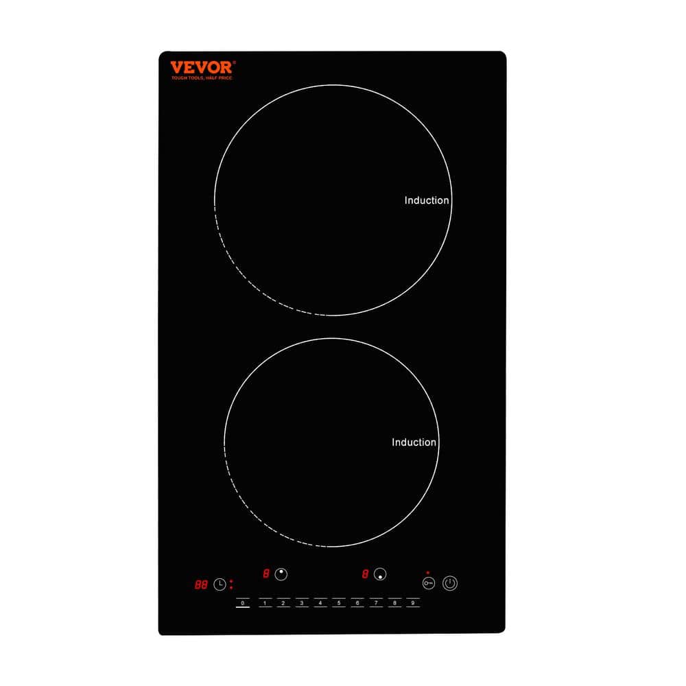 VEVOR Electric Cooktop12 in. 2 Burners Induction Stove Top 1800 Watt Built-in Magnetic Cooktop