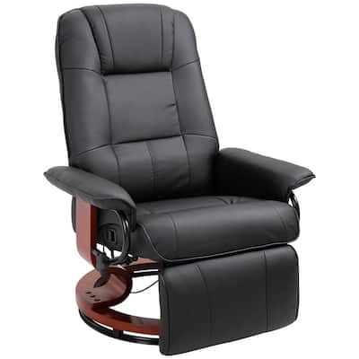 Black PU Leather Adjustable Swivel Recliner Chair