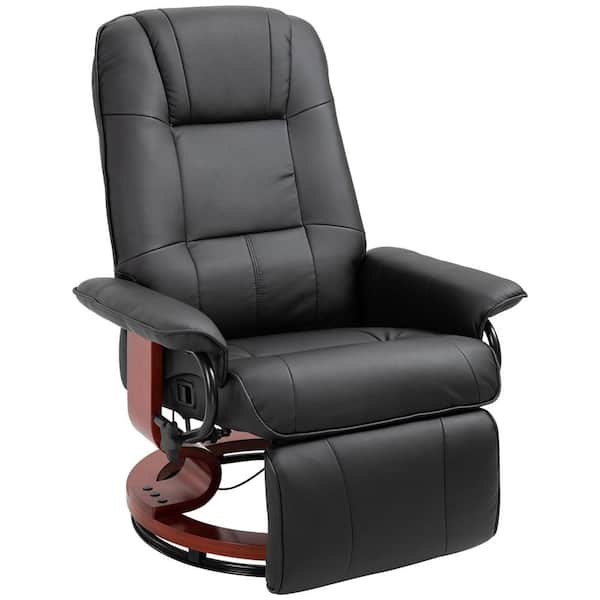 Homcom Black Pu Leather Adjustable, Black Leather Glider Recliner Chair