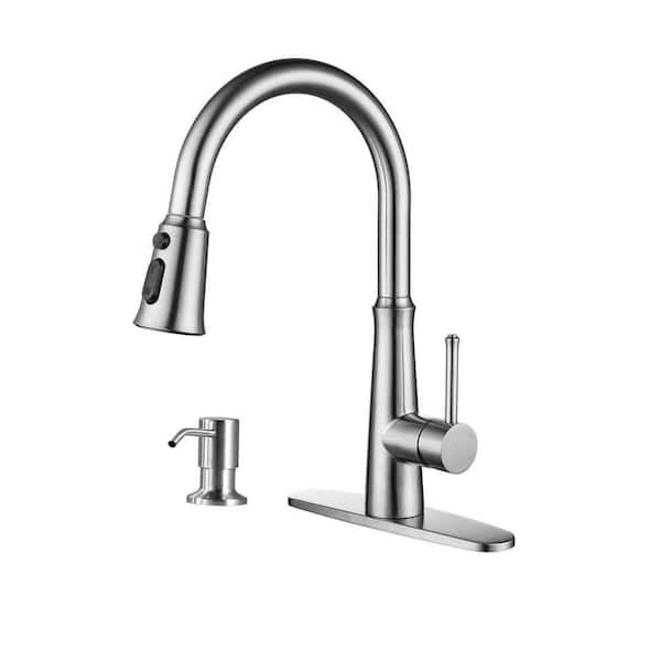 ALEASHA Single Handle Pull Down Sprayer Kitchen Faucet with Soap