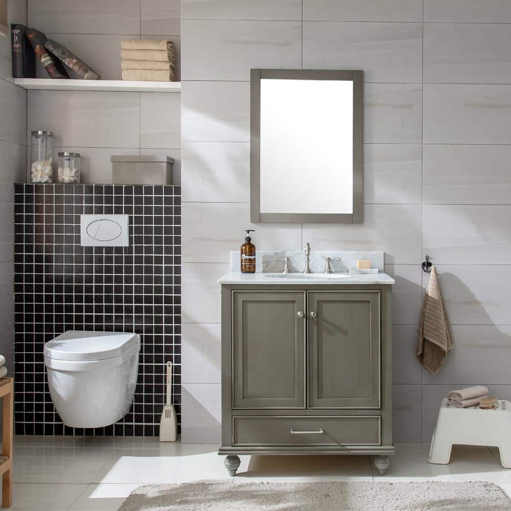 Melissa 30 in. W x 22 in. D Bath Vanity in Silver Gray with Marble Vanity Top in Carrara White with White Sink price history on PriceWatchPro