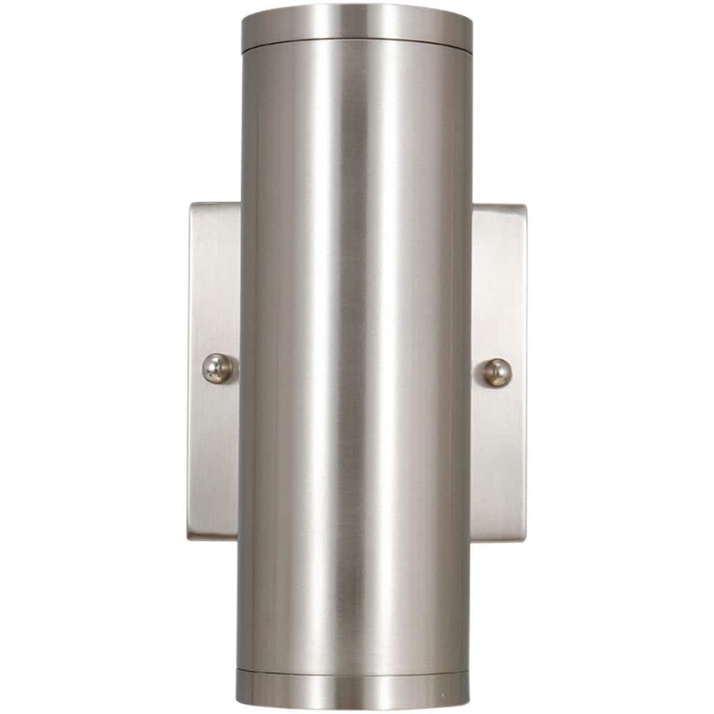Sunlite 8 in. Brushed Nickel Outdoor Hardwired Dimmable Cylinder