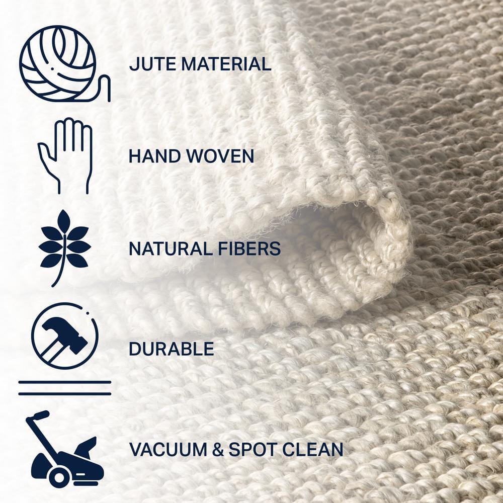 Ivory Braided Handmade Jute 4' x 6' Reversible Area Rug