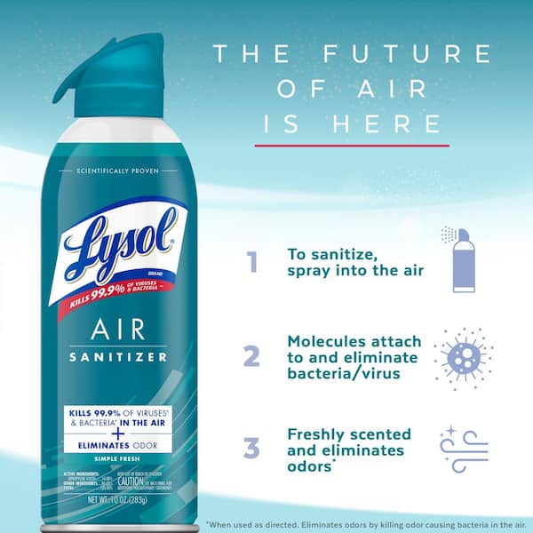 Lysol Air Sanitizer Spray, For Air Sanitization and Odor Elimination,  Simple Fresh, 10 Fl. oz 001920099350