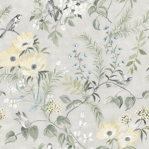 Chesapeake Frederique Grey Bloom Pre-pasted Paper Wallpaper