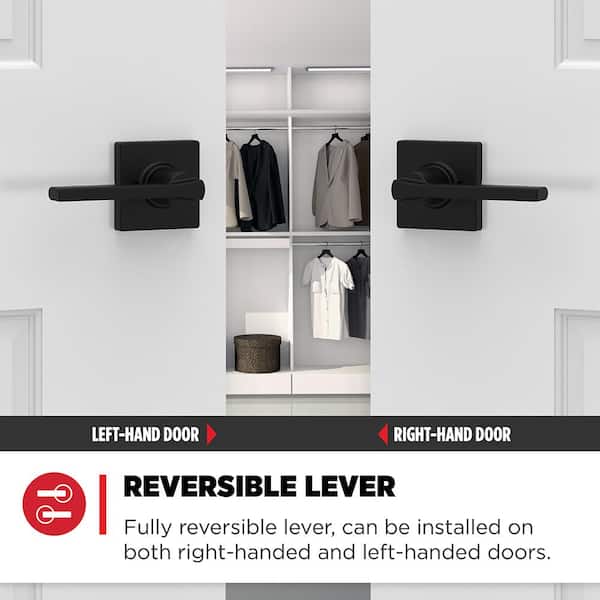 Kwikset Casey Matte Black Hall Closet Door Handle Featuring