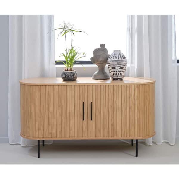 Nebula Natural Oak Wood 55 in. Sideboard with Gliding Doors