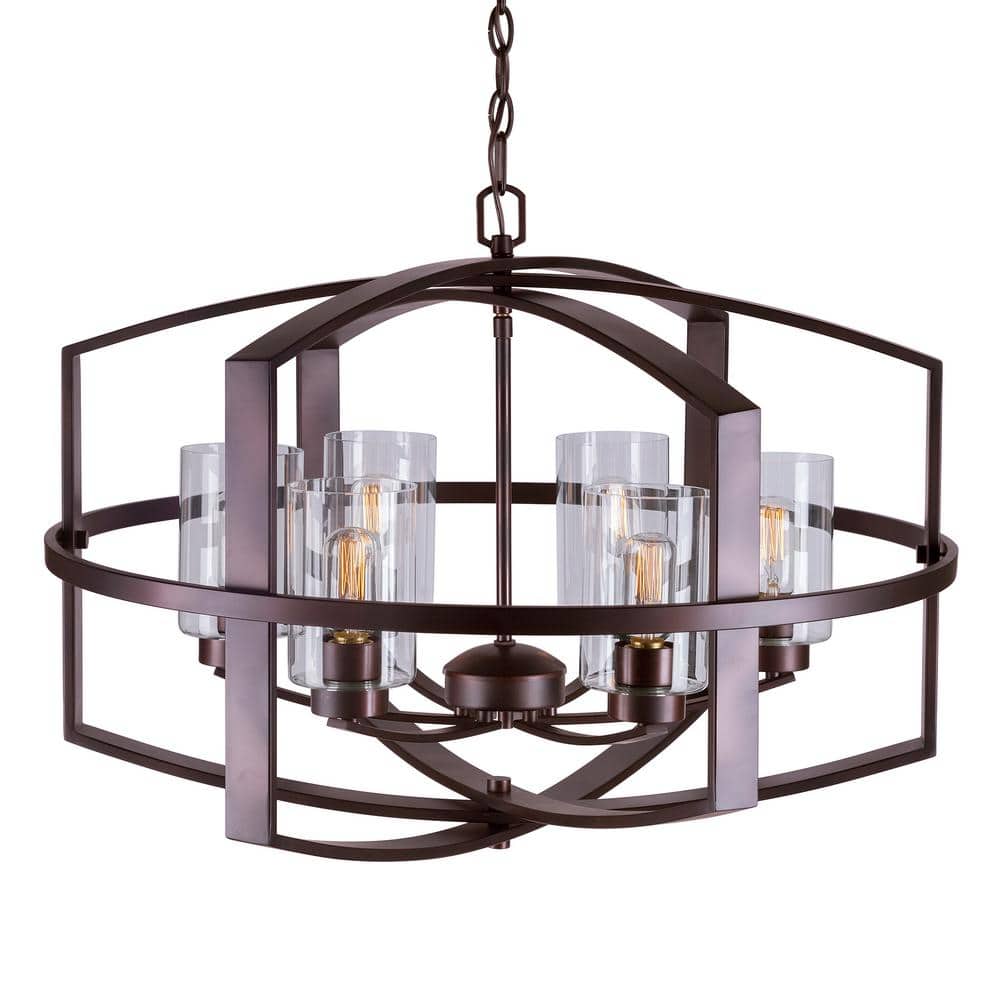 Hyde Antique Bronze 6-Light Steel Chandelier with Clear Glass Shades