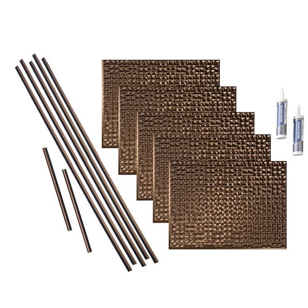 Fasade Terrain 18 in. x 24 in. Oil Rubbed Bronze Vinyl Decorative Wall Tile Backsplash 15 sq. ft. Kit