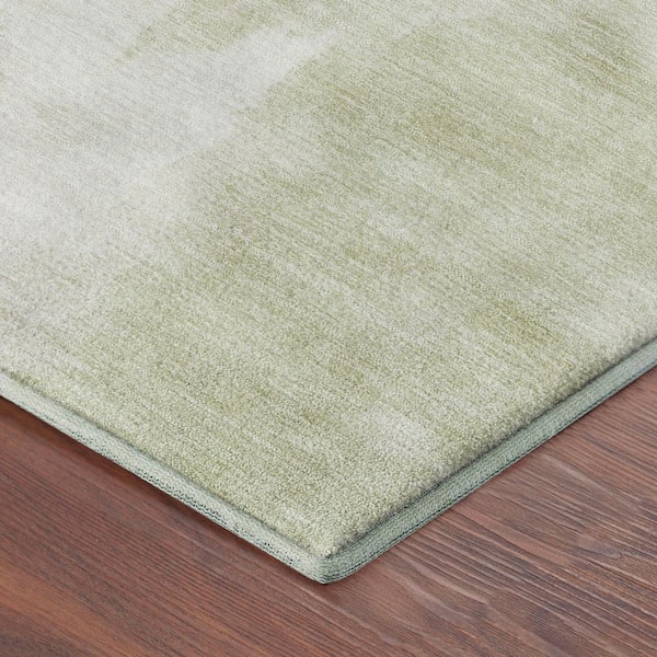 Mayfield Premium Machine Washable Abstract AMF2347 Aloe 10 ft. x 14 ft. Area Rug