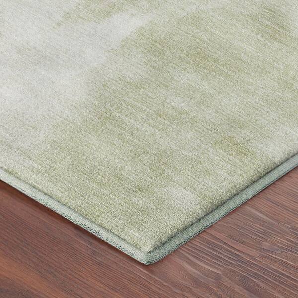 Mayfield Premium Machine Washable Abstract AMF2347 Aloe 2 ft. x 7 ft. Runner Rug
