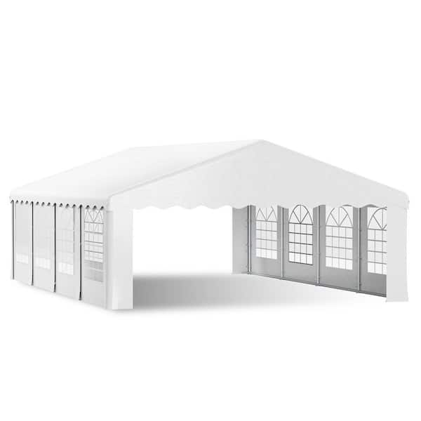 20 ft. x 30 ft. Heavy Duty Party Tent Gazebo with Removable Sidewall Windows and Storage Bags for Events Weddings, White