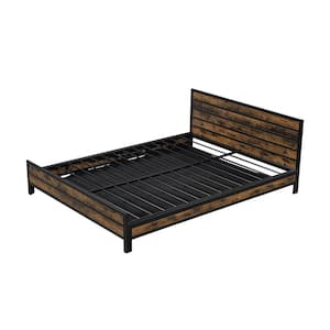 Black Metal Frame Queen Size Platform Bed with Underneath Storage