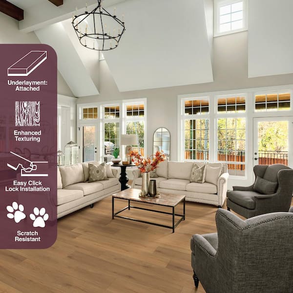 Lina Ridge Oak 20 MIL x 7 in. W x 48 in. L Waterproof Click Lock Luxury Vinyl Plank Flooring (23.8 sq. ft./Case)