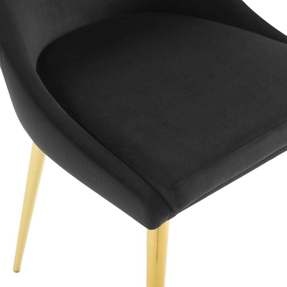Elegant High-Back Black Velvet Swivel Side Chair with Gold Metal Legs