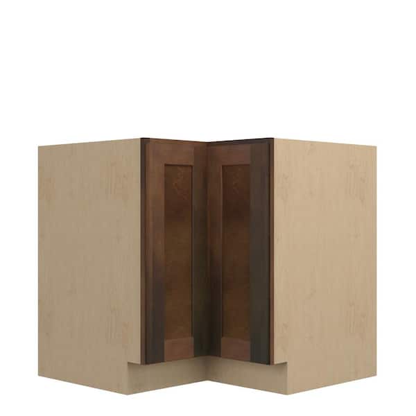 Amherst Shaker 36 in. W x 34.5 in. H x 24 in. D in Walnut Plywood Assembled Corner Lazy Susan Base-Left