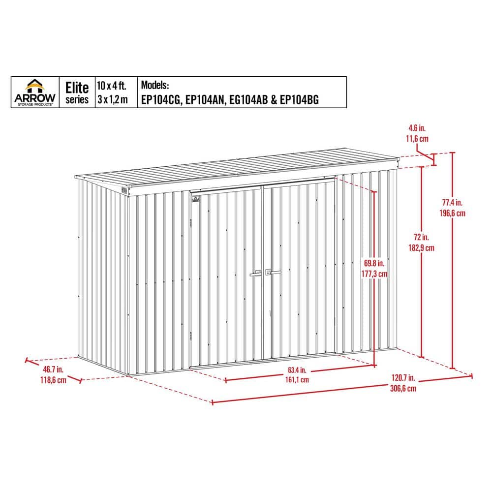 Elite 10 ft. x 4 ft. Silver Galvalume Steel Storage Shed Kit
