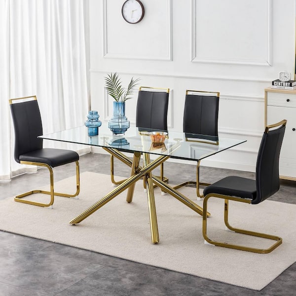 Unbranded Black Kitchen Dining Chairs Set of 2, Modern Faux Leather Dining Chairs Set, High Back Seat Chairs for Dining Room