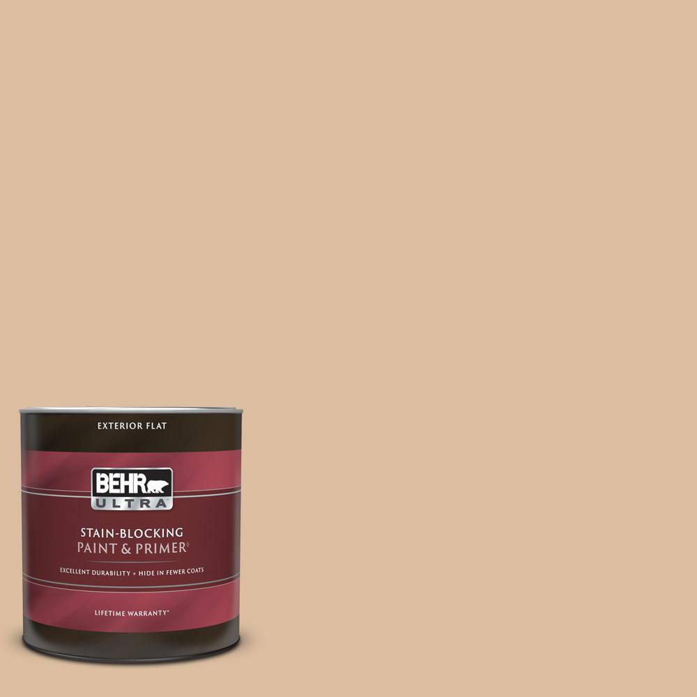 BEHR ULTRA 1 qt. PPU414 Renoir Bisque Flat Exterior Paint & Primer