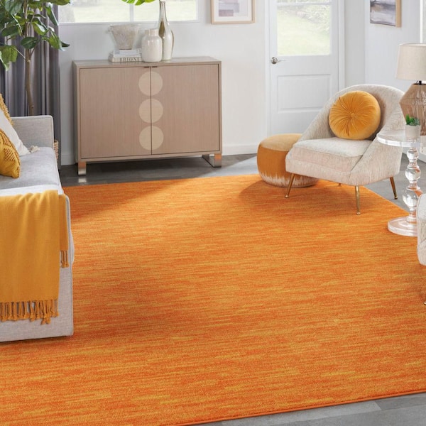 Essentials 9 ft. x 12 ft. Sunburst Solid Contemporary Indoor/Outdoor Patio Area Rug