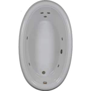 70 in. Oval Drop-in Whirlpool Bathtub in White