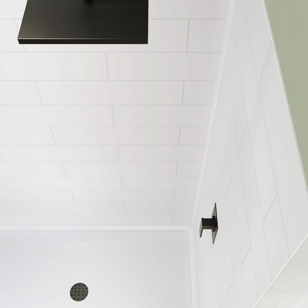 White 54" x 34" Solid Surface Alcove Shower Kit