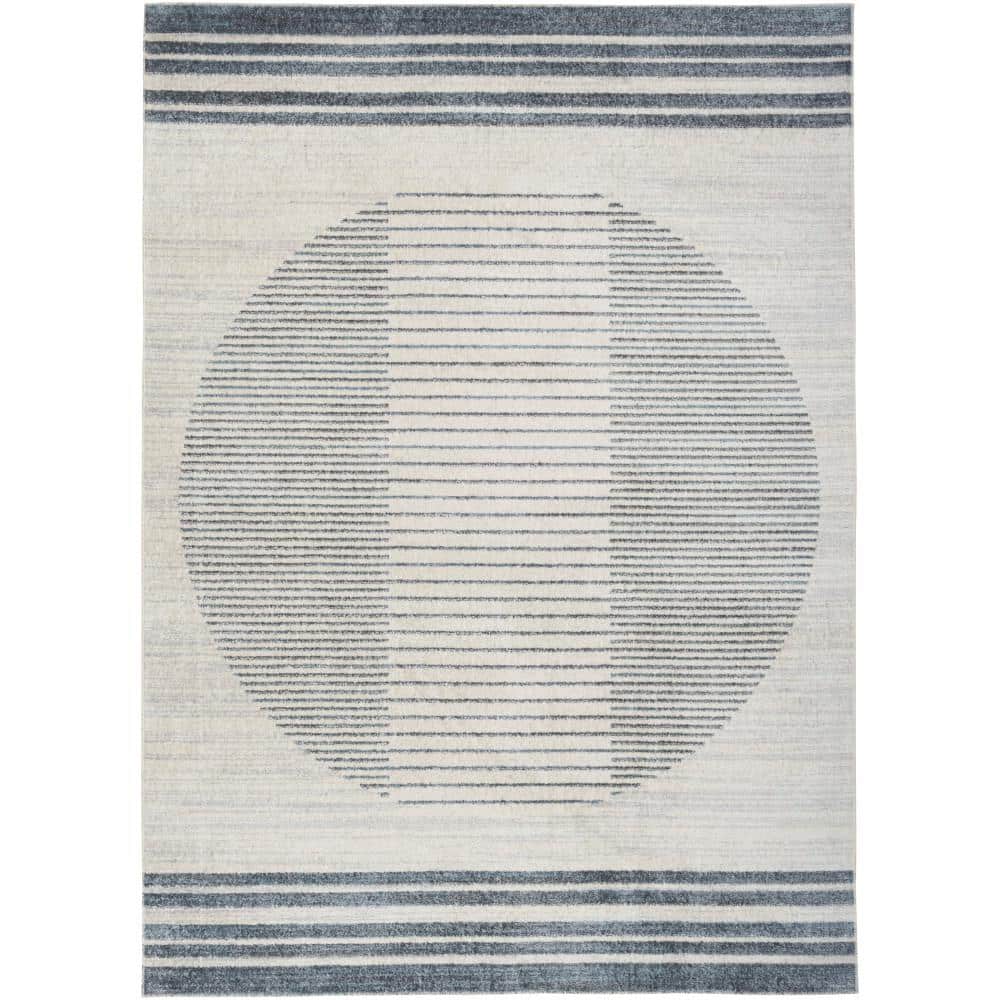 Astra Machine Washable Ivory Blue 4 ft. x 6 ft. Linear Contemporary Area Rug price history on PriceWatchPro