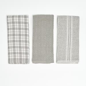 Grey Plaid 100% Cotton Kitchen Towels (3 Piece Set)