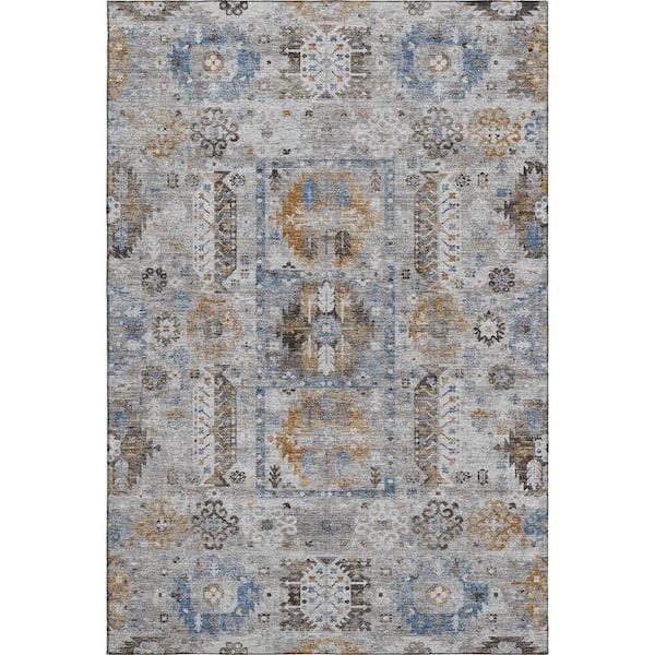 Mayfield Premium Machine Washable Abstract AMF2198 Gray 10 ft. x 14 ft. Area Rug