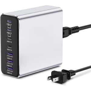 Silver 320-Watt USB C Charger 7-Port Fast Charging Station and 65-Watt USB C Laptop Charger