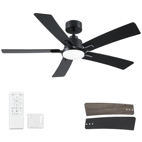 Modern Farmhouse 52 in. Indoor Black Ceiling Fan with Integrated LED Light, Remote Control and 5 Reversible Blades
