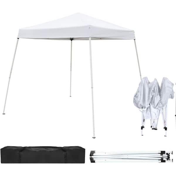 ATENGNES 8.2 ft. x 8.2 ft. White Portable Canopy Home Use Waterproof Folding Tent, Pop up Canopy Tent, Waterproof Pergola