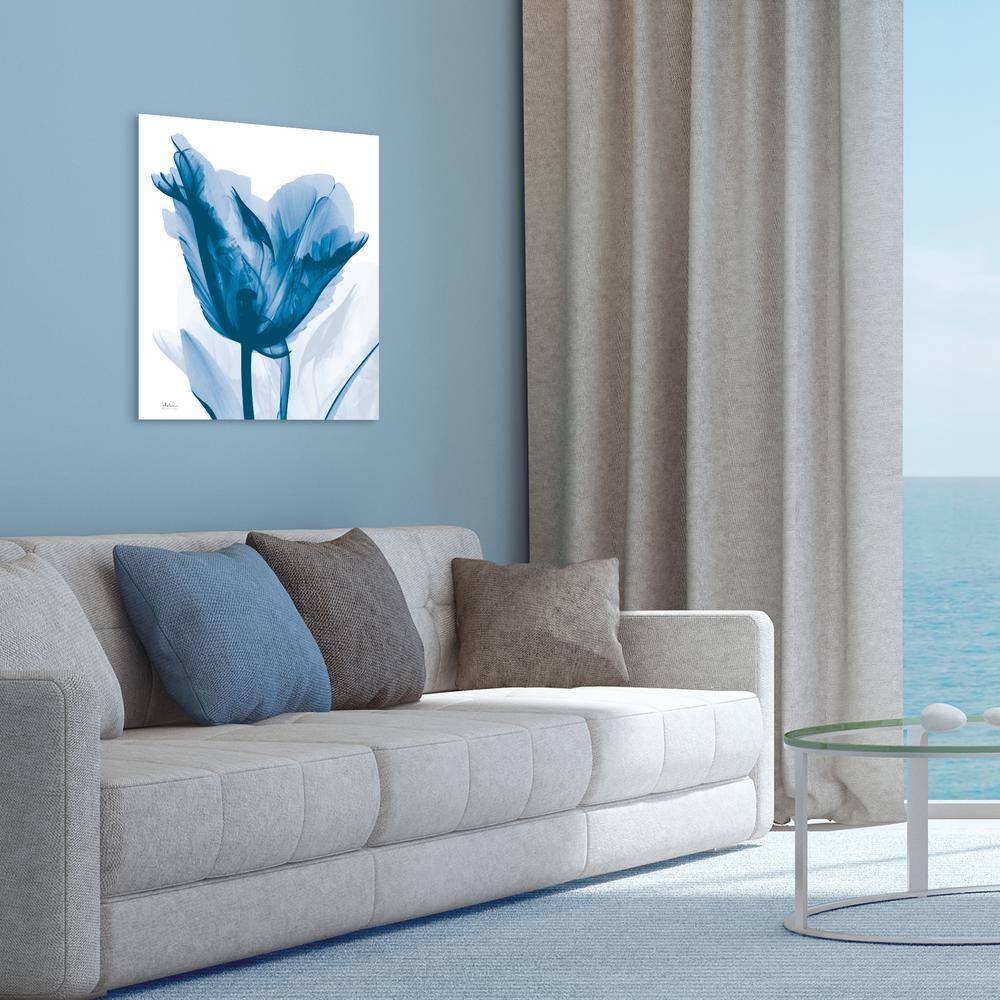 Lusty Blue Tulip 24" Frameless Tempered Glass Wall Art