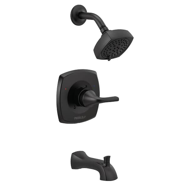 Peerless Parkwood 1-Handle Wall-Mount Tub and Shower Faucet Trim Kit in Matte Black (Valve Not Included)