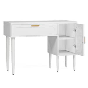Helotes 1-Piece White Makeup Vanity Desk with Large Drawer and 2-Tier Storage Cabinet
