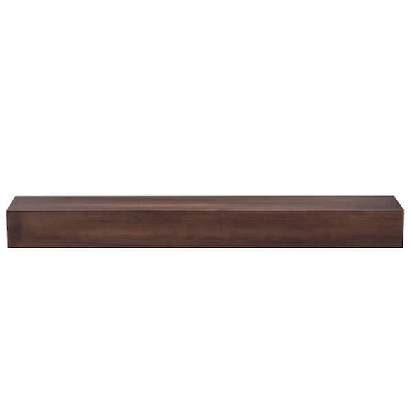 Unbranded 72 in. W x 8 in. D Brown Modern Cap-Shelf Mantel Fireplace Mantel Wooden Floating Shelf Decorative Wall Shelf