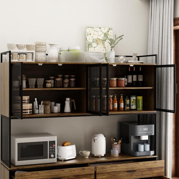 FUFU&GAGA Coffee Brown Wood 63 in. W Kitchen Buffet FUFU&GAGA Coffee Brown Wood 63 in. W Kitchen Buffet