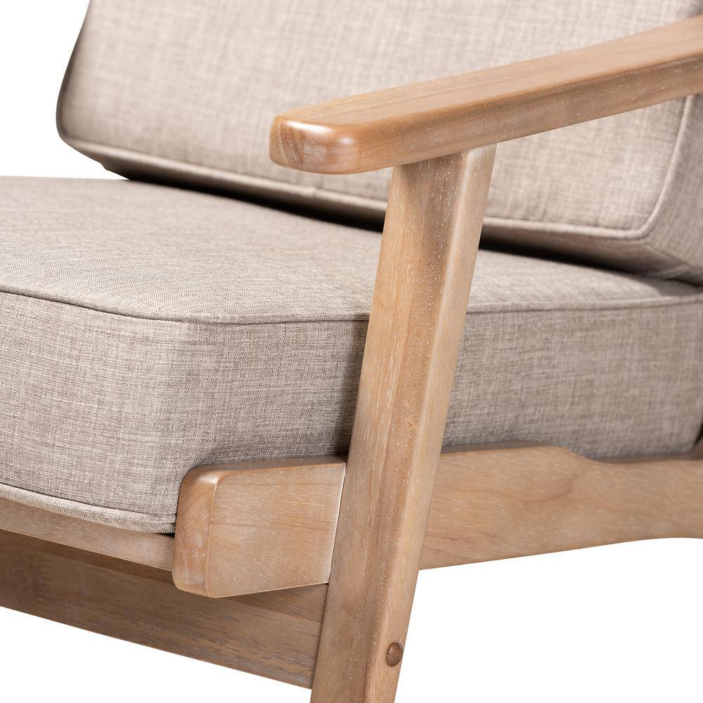 Mid-Century Modern Faux Leather Brown Wood Accent Chair