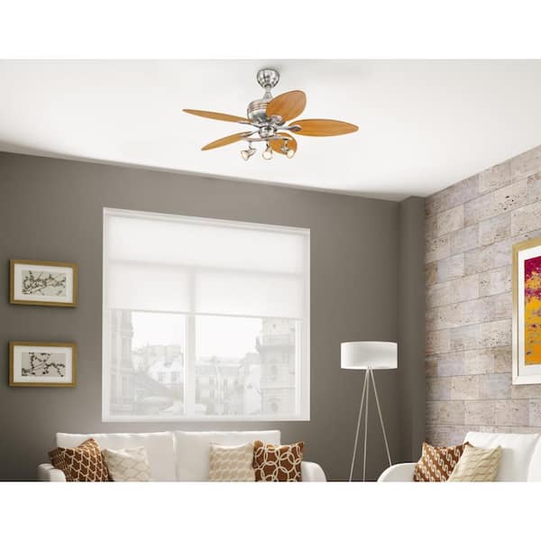 Xavier 44 in. LED Brushed Nickel with Copper Accents Ceiling Fan with Light Kit