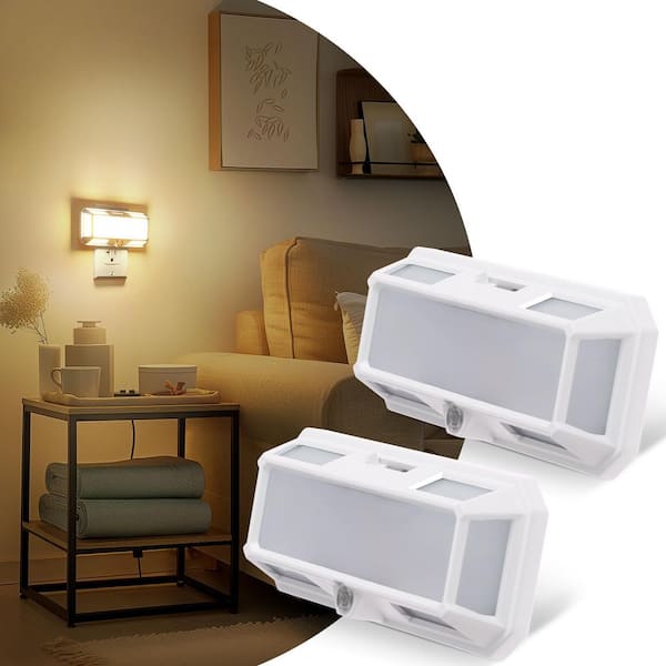 2W 3000K Soft White LED Night Light with Dusk to Dawn Sensor,Dimmable Brightness for Bedroom, Hallway Stairwell [2-Pack]