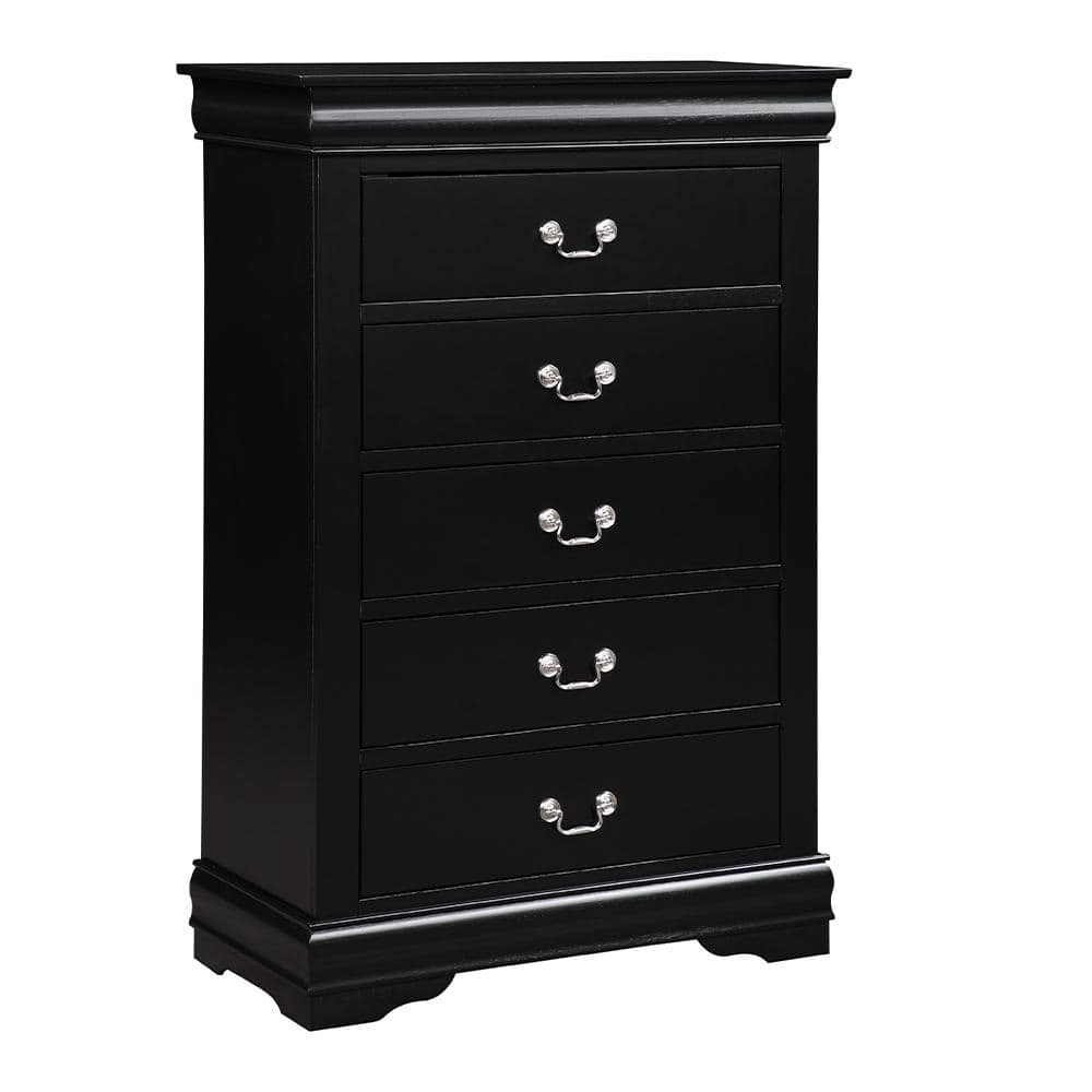 Black Pine Wood Chest with Dovetail Drawers