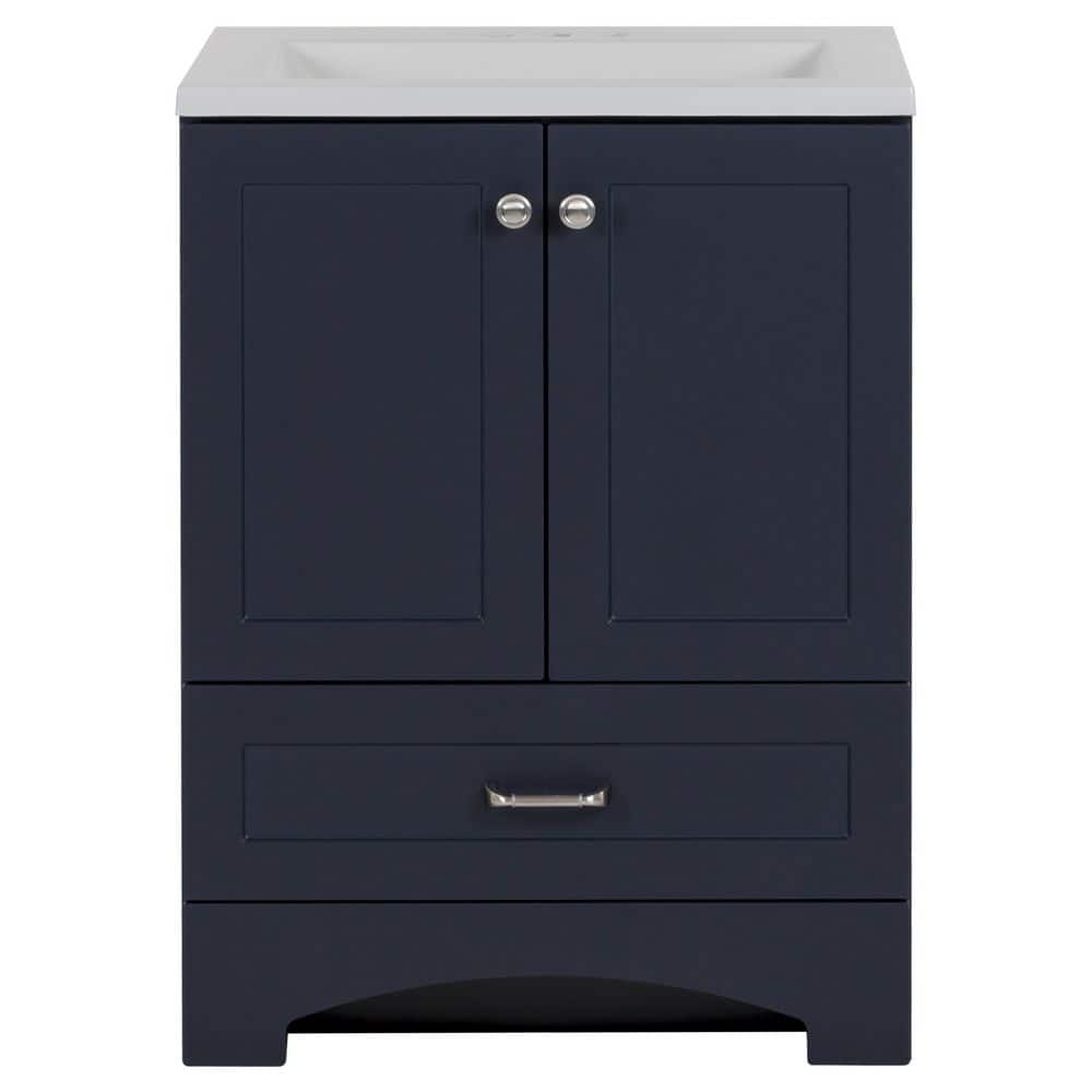 Glacier Bay Lancaster 24 in. W x 19 in. D x 33 in. H Single Sink Bath Vanity in Deep Blue with White Cultured Marble Top -  B24X20312