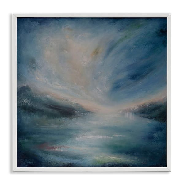 Stupell Industries Blue Hour Abstract Landscape by Lydia Orange White Framed Abstract Giclee Art Print 24 in. x 24 in.