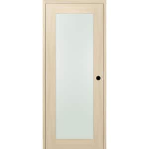 28 in. x 96 in. Left-Hand Solid Composite Core Full Lite Frosted Glass Loire Ash Wood Single Prehung Interior Door