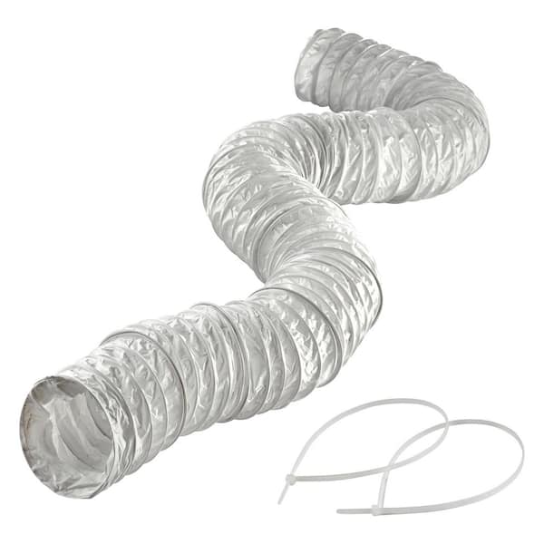 4 in. x 8 ft. Flexible White Vinyl Duct with Clamps