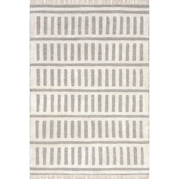 RUGS USA Merrick Tasseled Cotton and Wool Ivory 10 ft. x 14 ft. Indoor/Outdoor Patio Rug