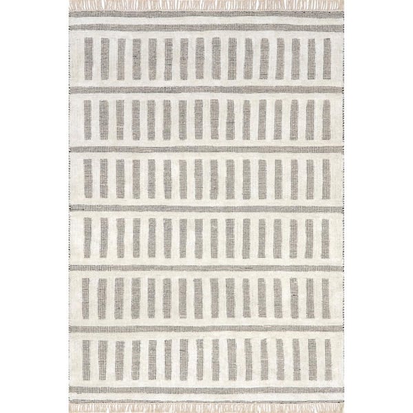 Merrick Tasseled Cotton and Wool Ivory 9 ft. x 12 ft. Indoor/Outdoor Patio Rug