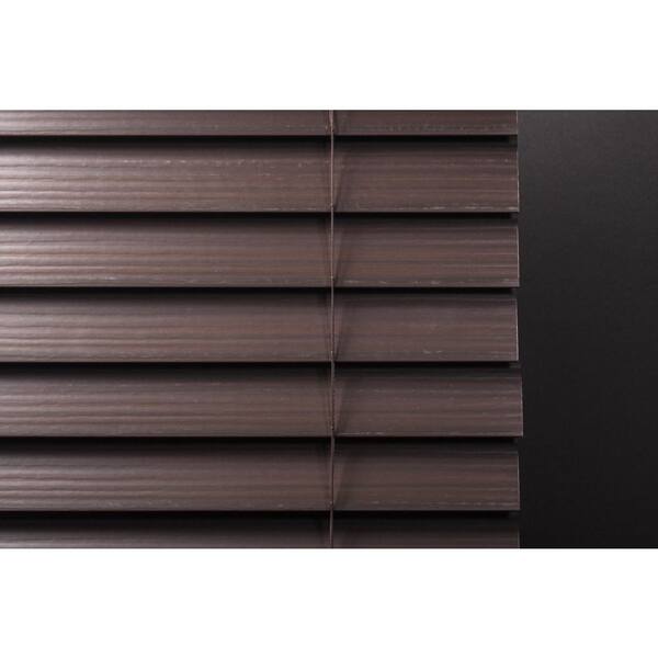 21x64 Inch Espresso Faux Wood Blind Cordless Room Darkening Privacy Window Shade 