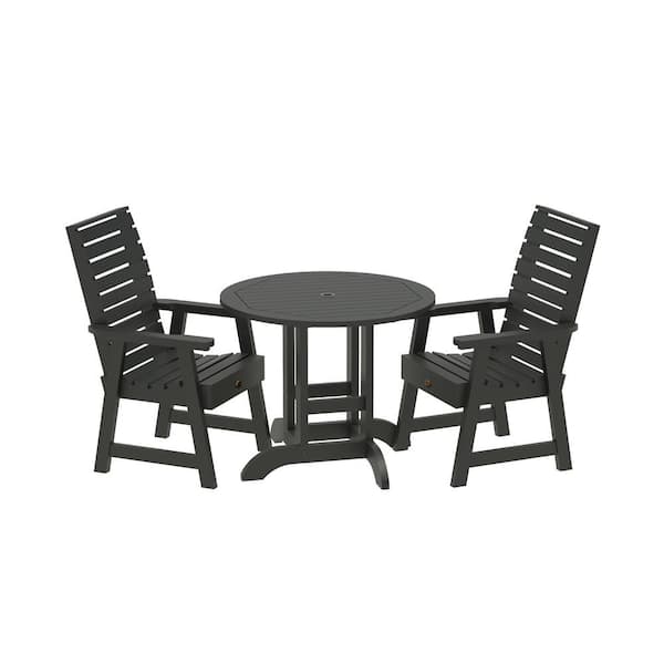 Highwood Glennville 3-Pieces Round Recycled Plastic Outdoor Dining Set